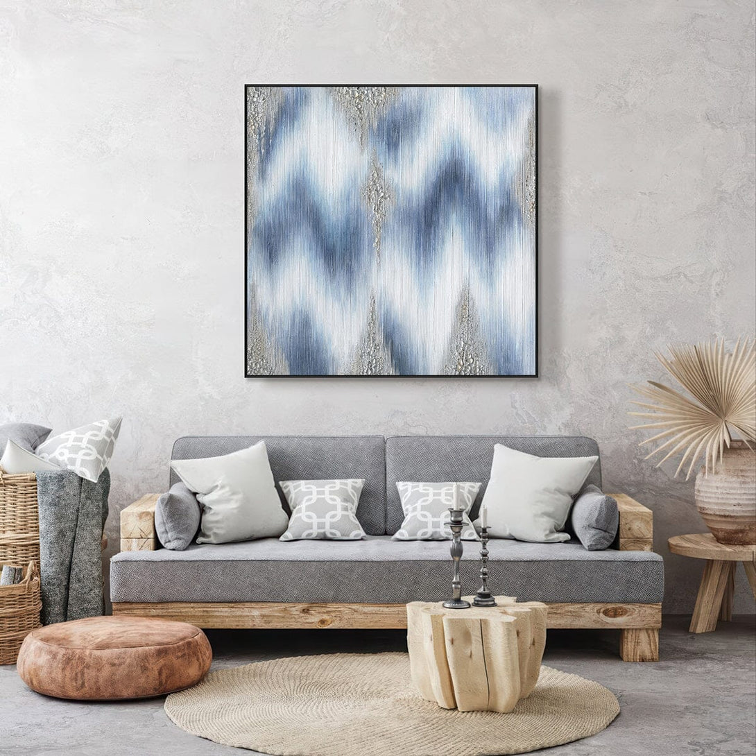 Silver Waves-Blue Textured Abstract #J4167 Painting artwepaint 