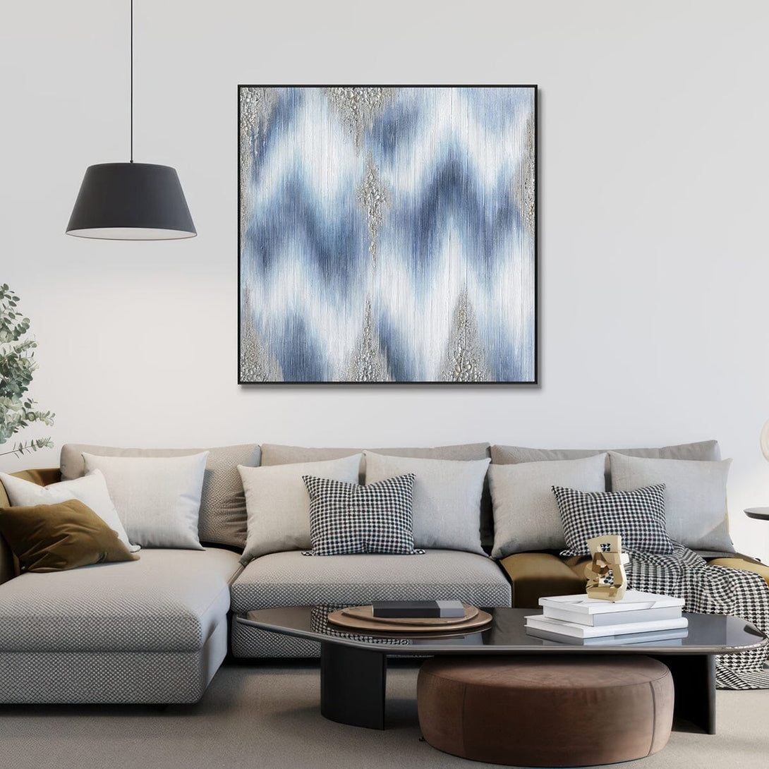 Silver Waves-Blue Textured Abstract #J4167 Painting artwepaint 