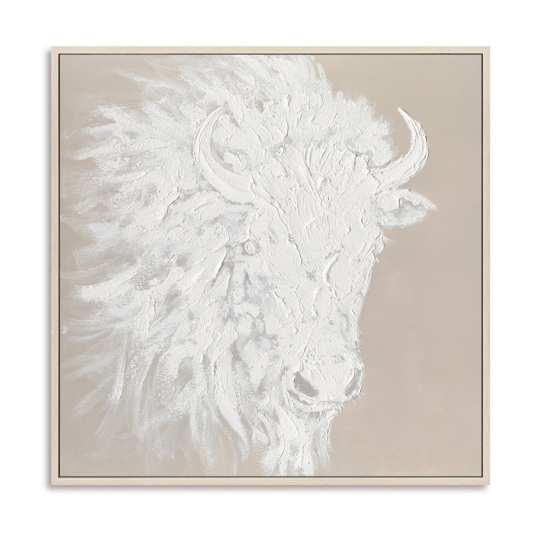 Snow Plains Bison - White Textured Animal Painting #M0536 Painting artwepaint 