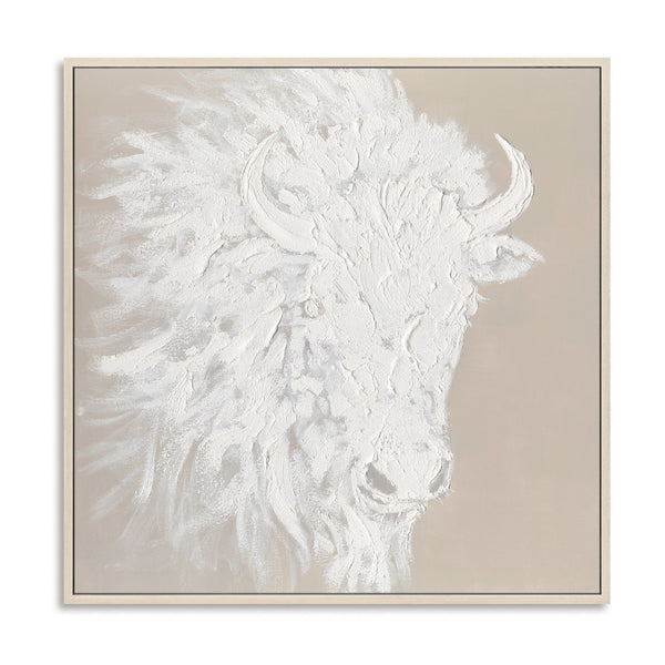 Snow Plains Bison - White Textured Animal Painting #M0536 Painting artwepaint 