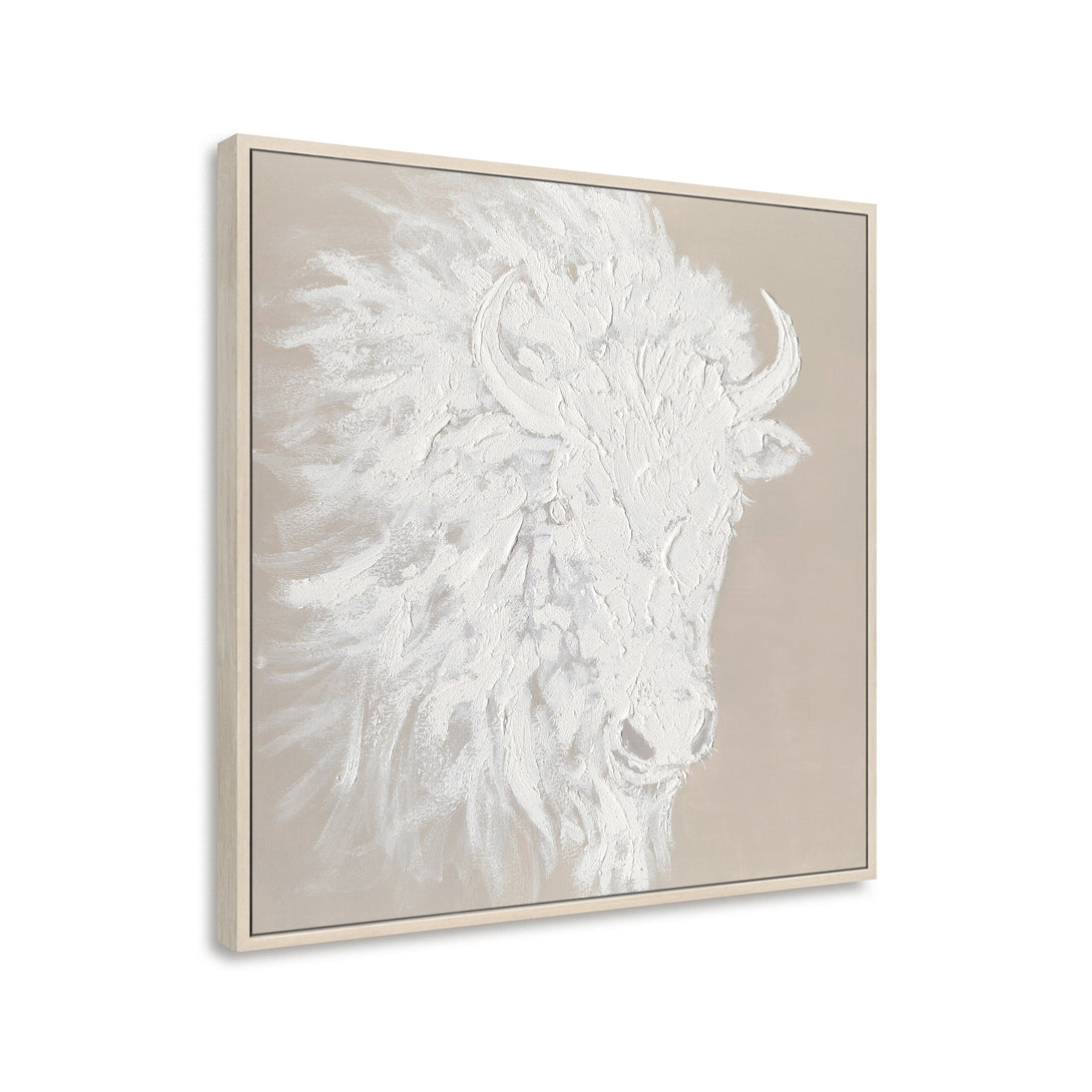 Snow Plains Bison - White Textured Animal Painting #M0536 Painting artwepaint 