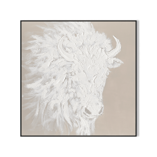 Snow Plains Bison - White Textured Animal Painting #M0536 Painting artwepaint 