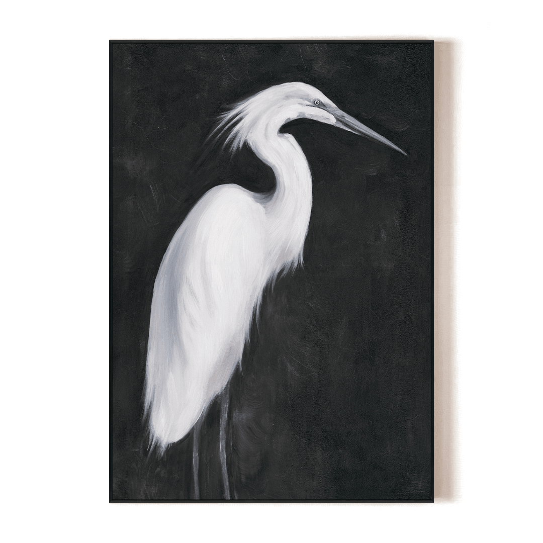 Snowy Grace - White Egret Realism Painting #M4570 Painting artwepaint 