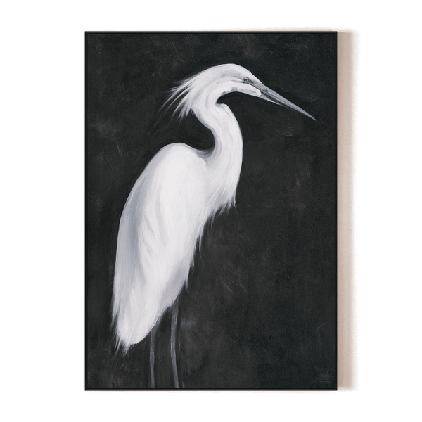 Snowy Grace - White Egret Realism Painting #M4570 Painting artwepaint 