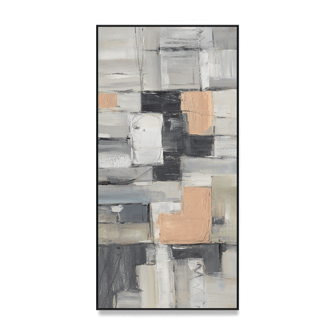 Soft Geometry - Grey & Orange Abstract Composition#M4511 Painting artwepaint 