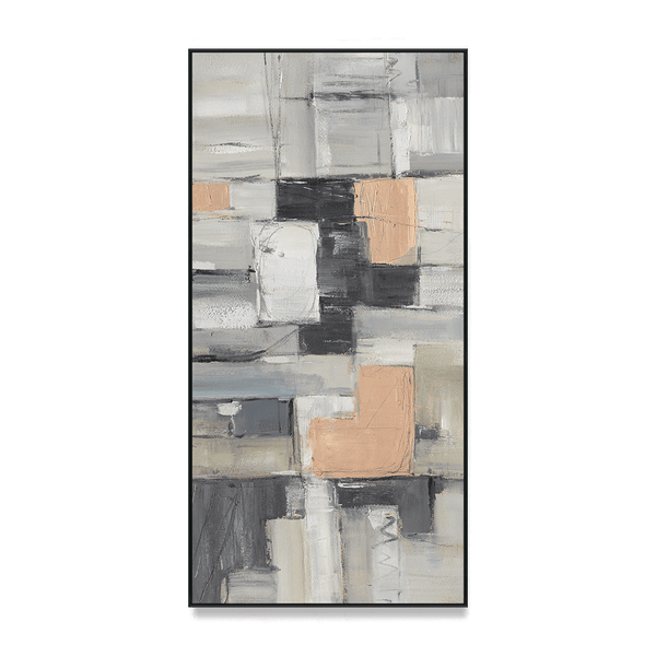 Soft Geometry - Grey & Orange Abstract Composition#M4511 Painting artwepaint 