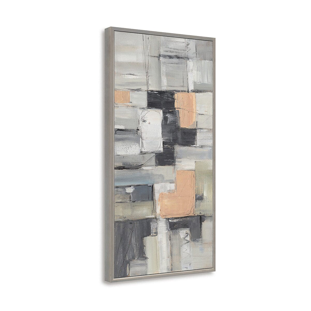 Soft Geometry - Grey & Orange Abstract Composition#M4511 Painting artwepaint 
