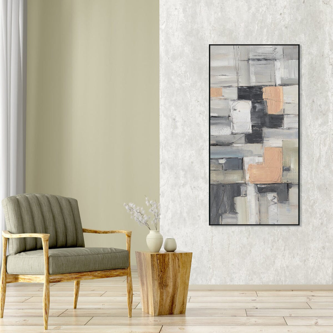 Soft Geometry - Grey & Orange Abstract Composition#M4511 Painting artwepaint 