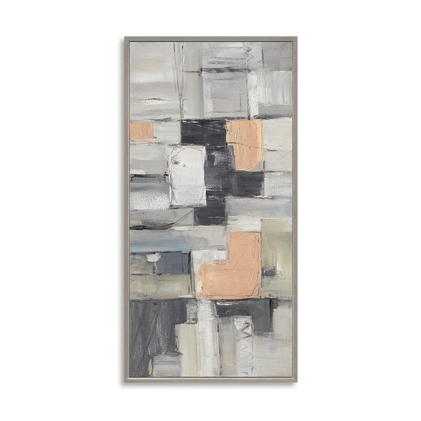 Soft Geometry - Grey & Orange Abstract Composition#M4511 Painting artwepaint 