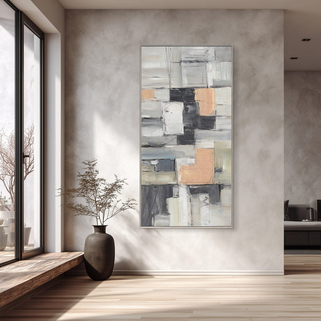 Soft Geometry - Grey & Orange Abstract Composition#M4511 Painting artwepaint 