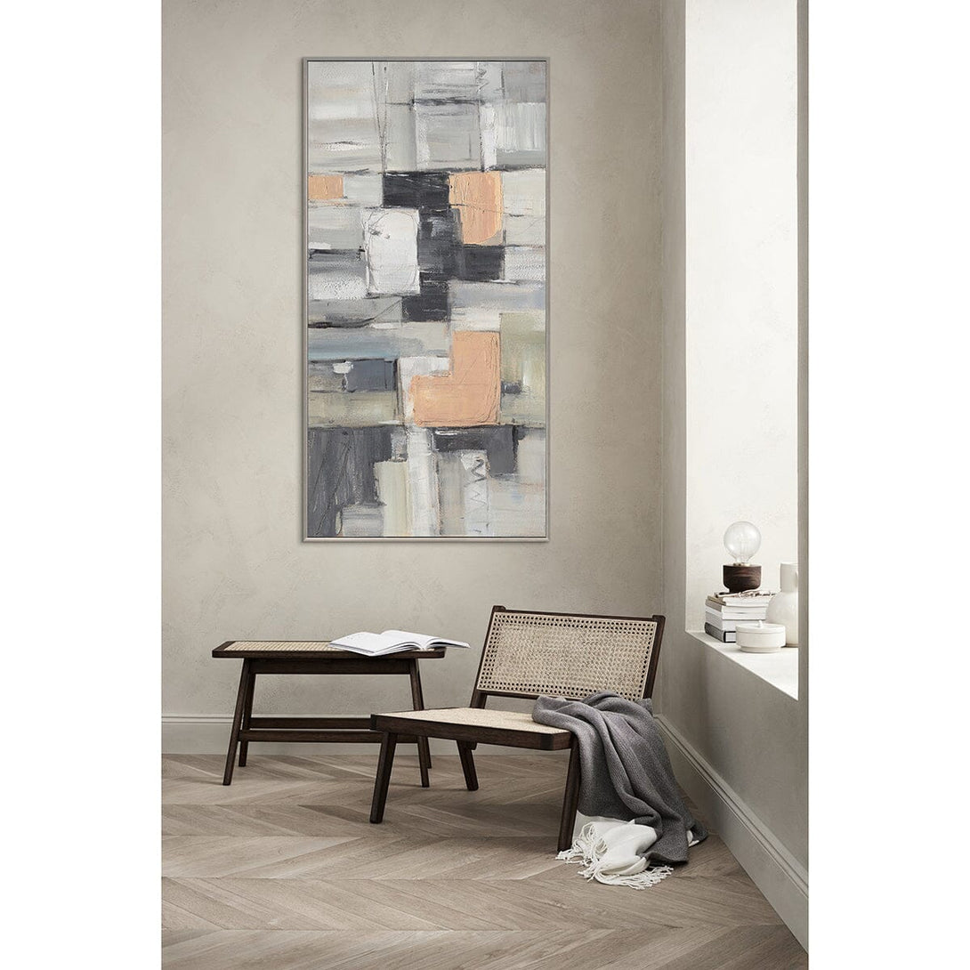Soft Geometry - Grey & Orange Abstract Composition#M4511 Painting artwepaint 