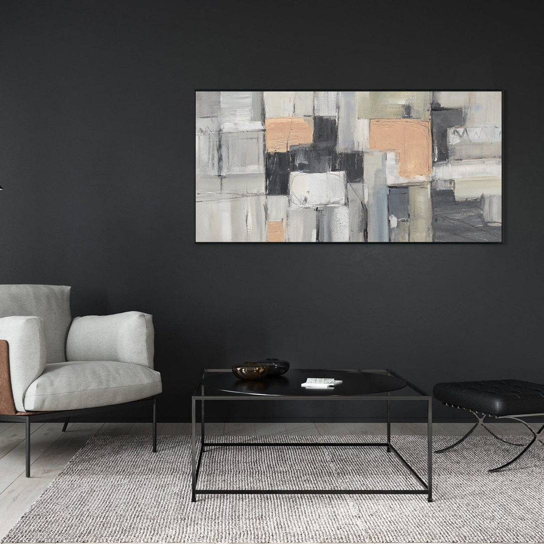 Soft Geometry - Grey & Orange Abstract Composition#M4511 Painting artwepaint 