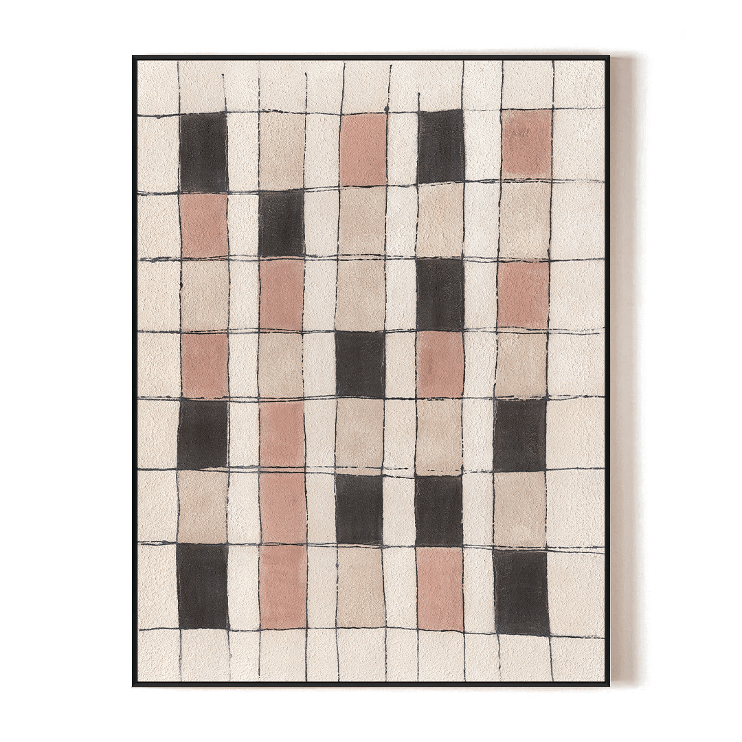 Soft Grid-Pink & Beige Abstract Painting #P4508 Painting artwepaint 