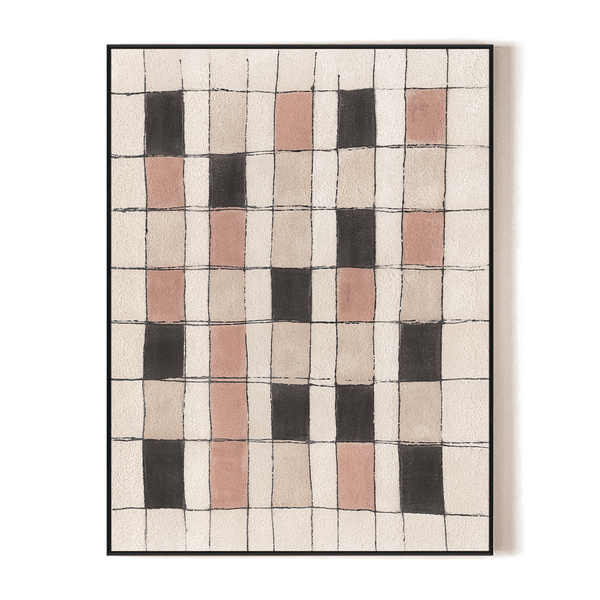 Soft Grid-Pink & Beige Abstract Painting #P4508 Painting artwepaint 