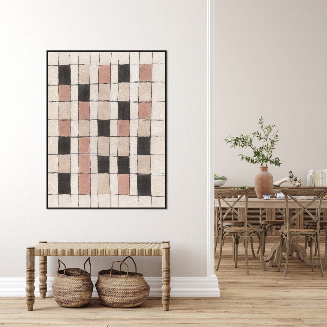 Soft Grid-Pink & Beige Abstract Painting #P4508 Painting artwepaint 