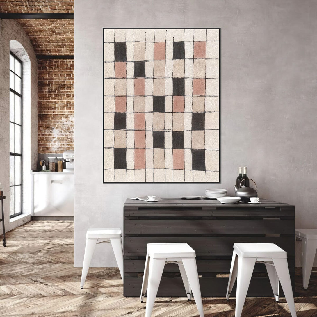 Soft Grid-Pink & Beige Abstract Painting #P4508 Painting artwepaint 