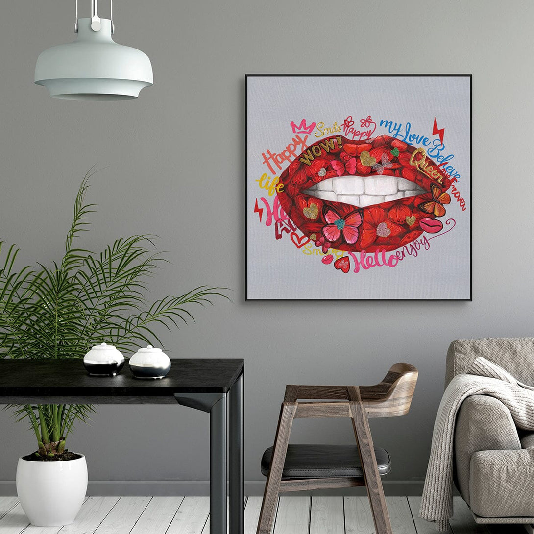 Sparkling Smile – Red Lips Pop Art Painting #L2002 Painting artwepaint 