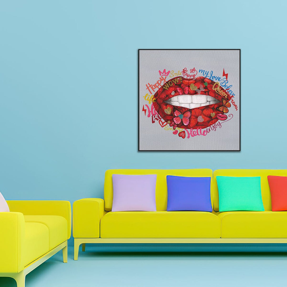 Sparkling Smile – Red Lips Pop Art Painting #L2002 Painting artwepaint 