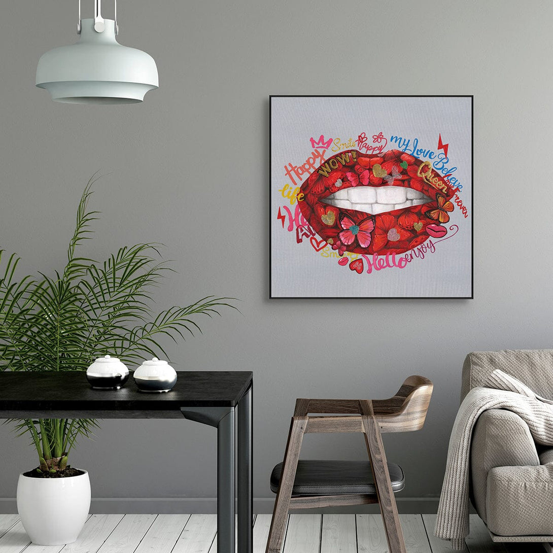 Sparkling Smile – Red Lips Pop Art Painting #L2002 Painting artwepaint 