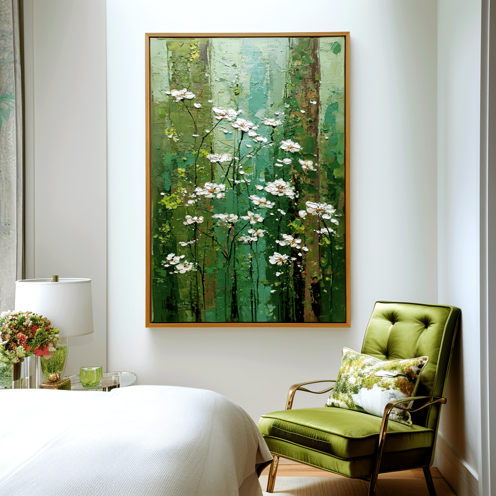 Spring Bloom – Vertical Green Floral Painting #96 Painting artwepaint 