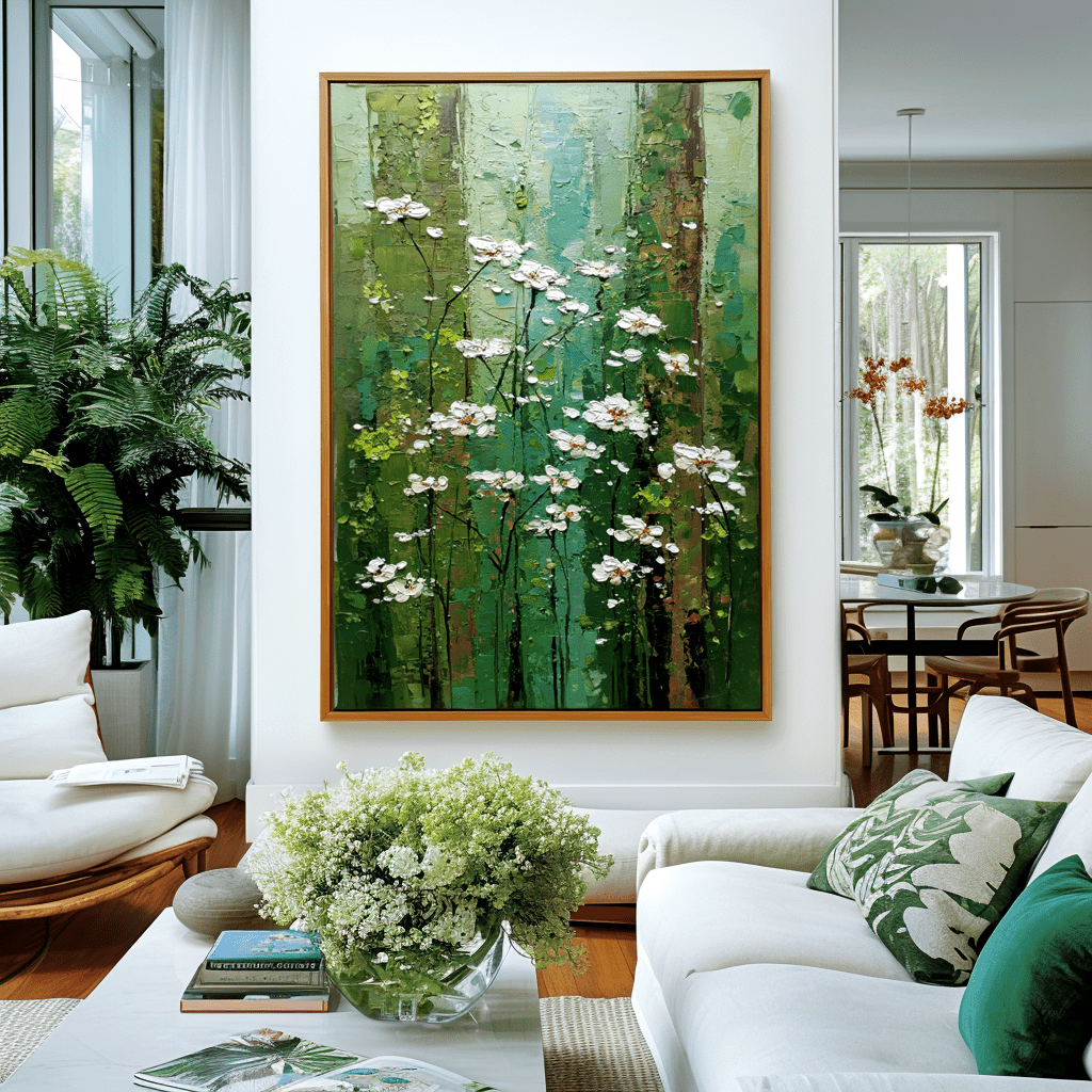 Spring Bloom – Vertical Green Floral Painting #96 Painting artwepaint 