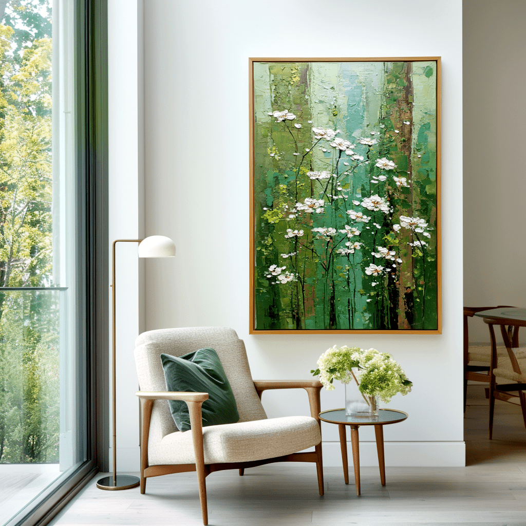 Spring Bloom – Vertical Green Floral Painting #96 Painting artwepaint 