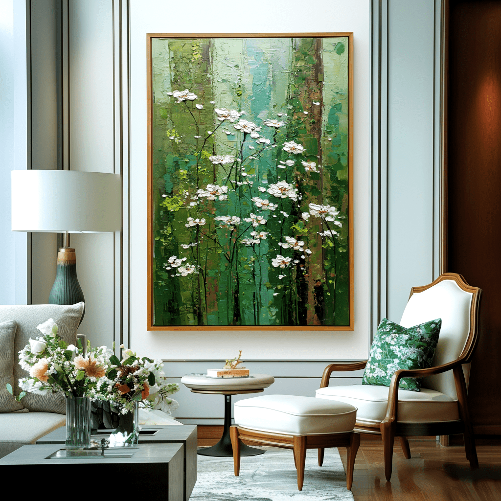 Spring Bloom – Vertical Green Floral Painting #96 Painting artwepaint 