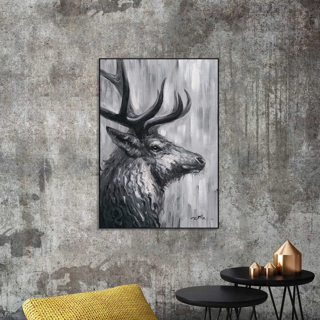 Stag Silhouette - Grey Textured Painting#L0135 Painting artwepaint 