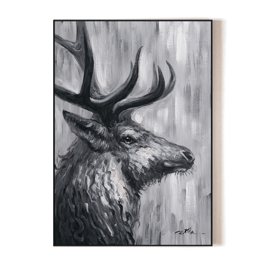 Stag Silhouette - Grey Textured Painting#L0135 Painting artwepaint 