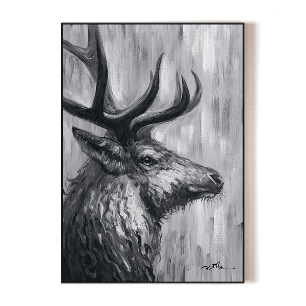 Stag Silhouette - Grey Textured Painting#L0135 Painting artwepaint 