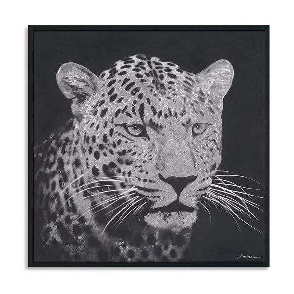 Steely Stare - Black and White Leopard Oil Painting#M8086 Painting artwepaint 