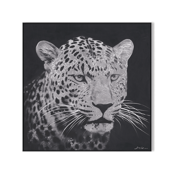 Steely Stare - Black and White Leopard Oil Painting#M8086 Painting artwepaint 
