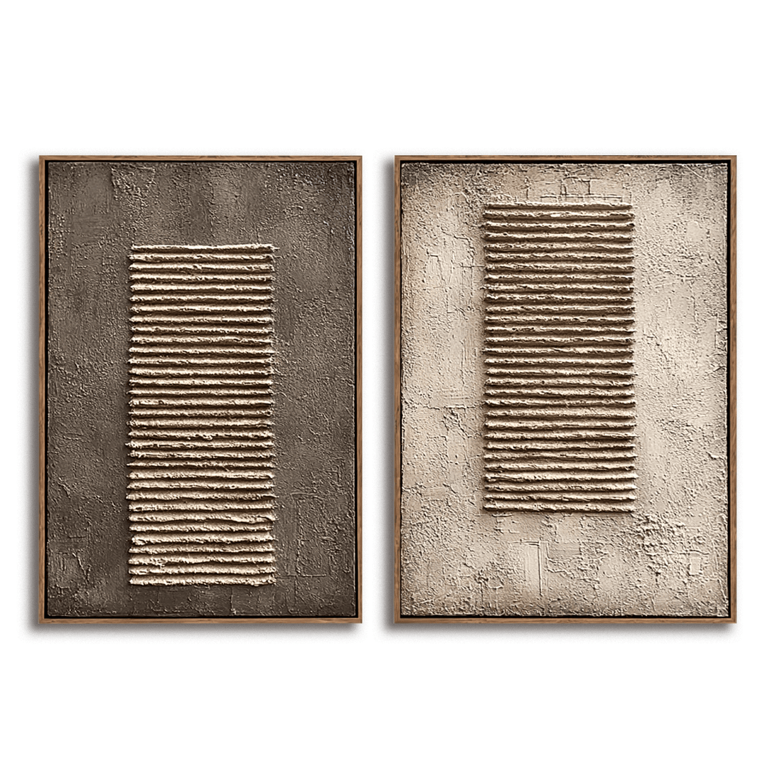 Still Layers – Beige Wabi-Sabi Textured Pair #awp79 Painting artwepaint 