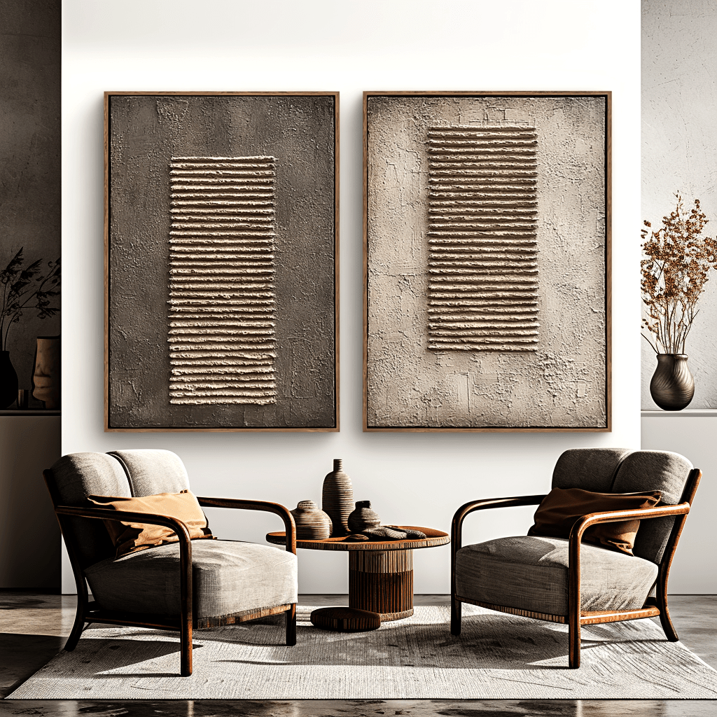 Still Layers – Beige Wabi-Sabi Textured Pair #awp79 Painting artwepaint 