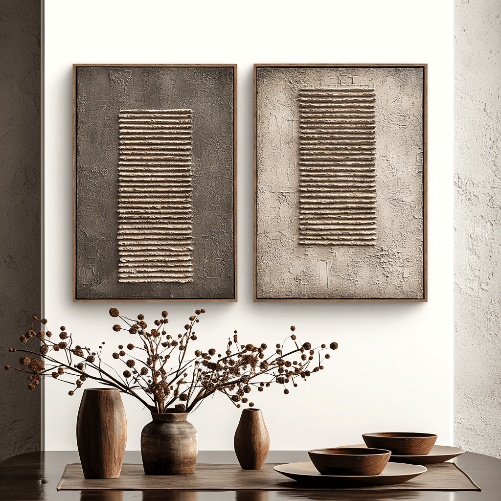 Still Layers – Beige Wabi-Sabi Textured Pair #awp79 Painting artwepaint 