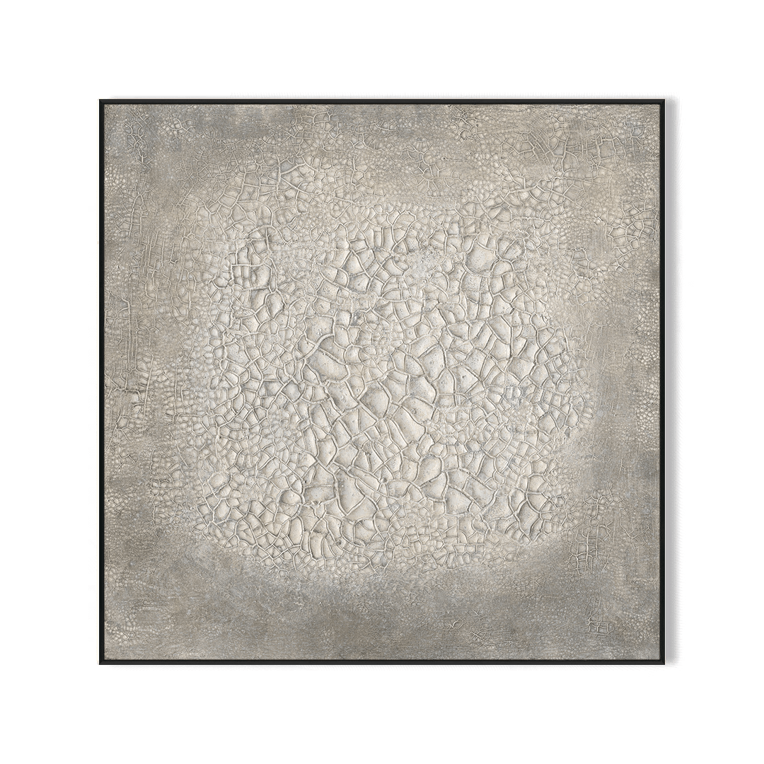 Stone Echo-White & Silver Abstract with Gold #J4114 Painting artwepaint 