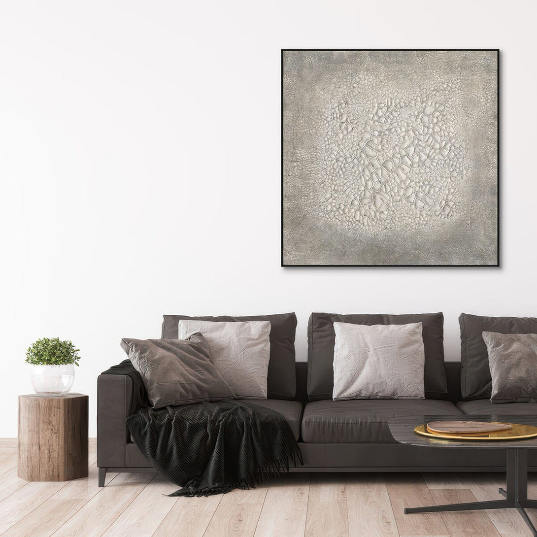 Stone Echo-White & Silver Abstract with Gold #J4114 Painting artwepaint 