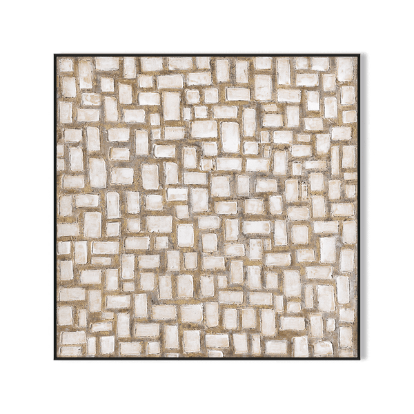 Stone Grid-White & Gold Abstract #J4119 Painting artwepaint 