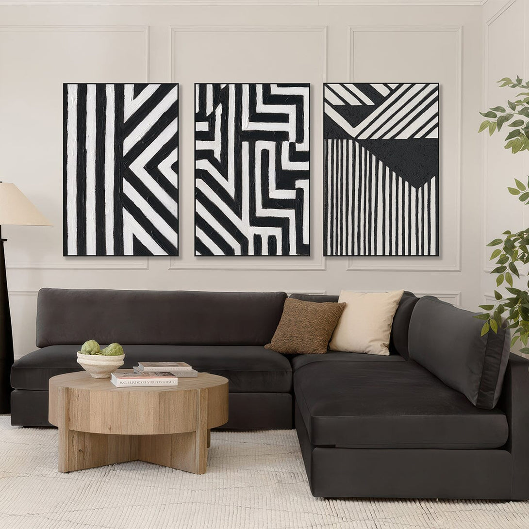 Strata Rhythm - Black & White Abstract Painting#P4722 Painting artwepaint 
