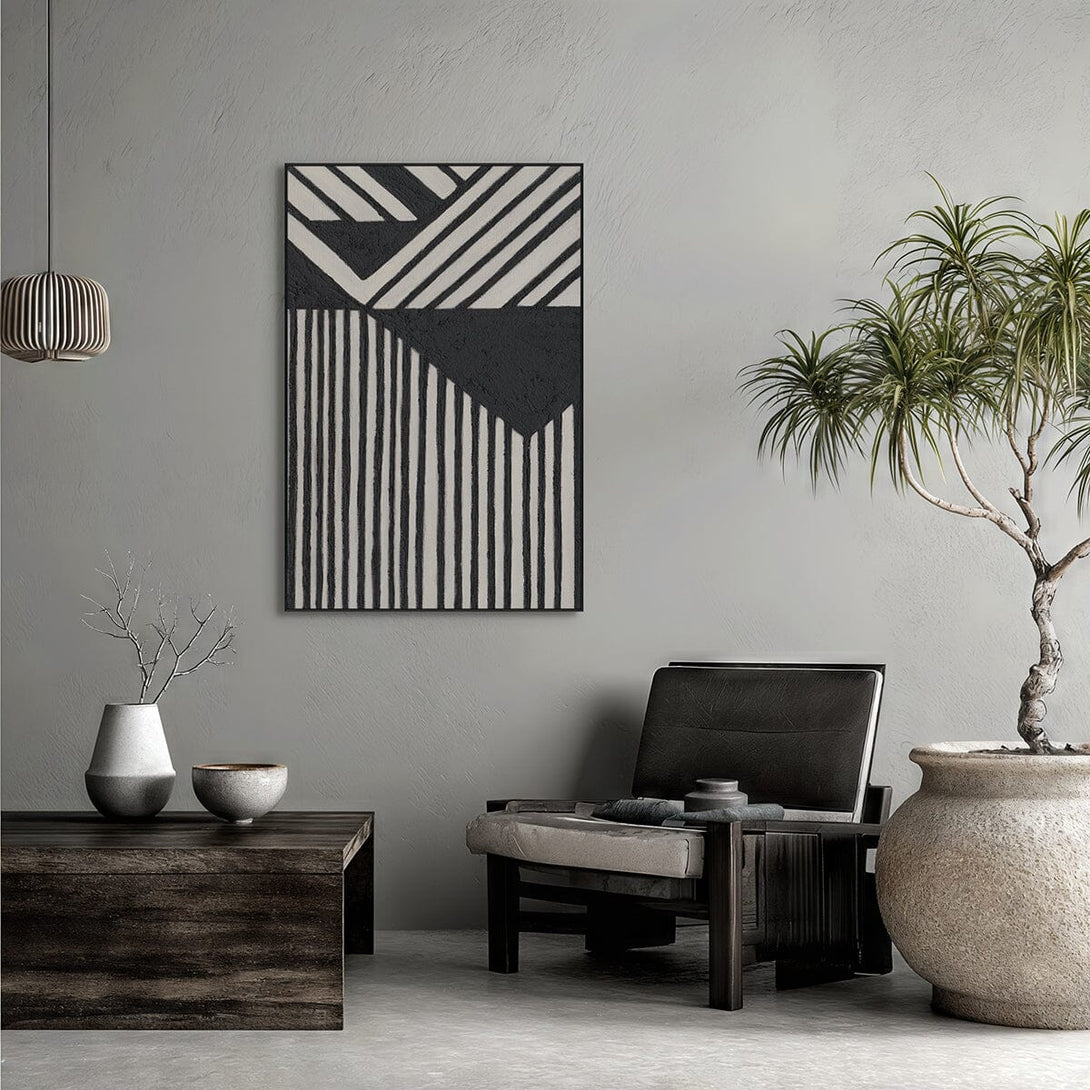 Strata Rhythm - Black & White Abstract Painting#P4722 Painting artwepaint 