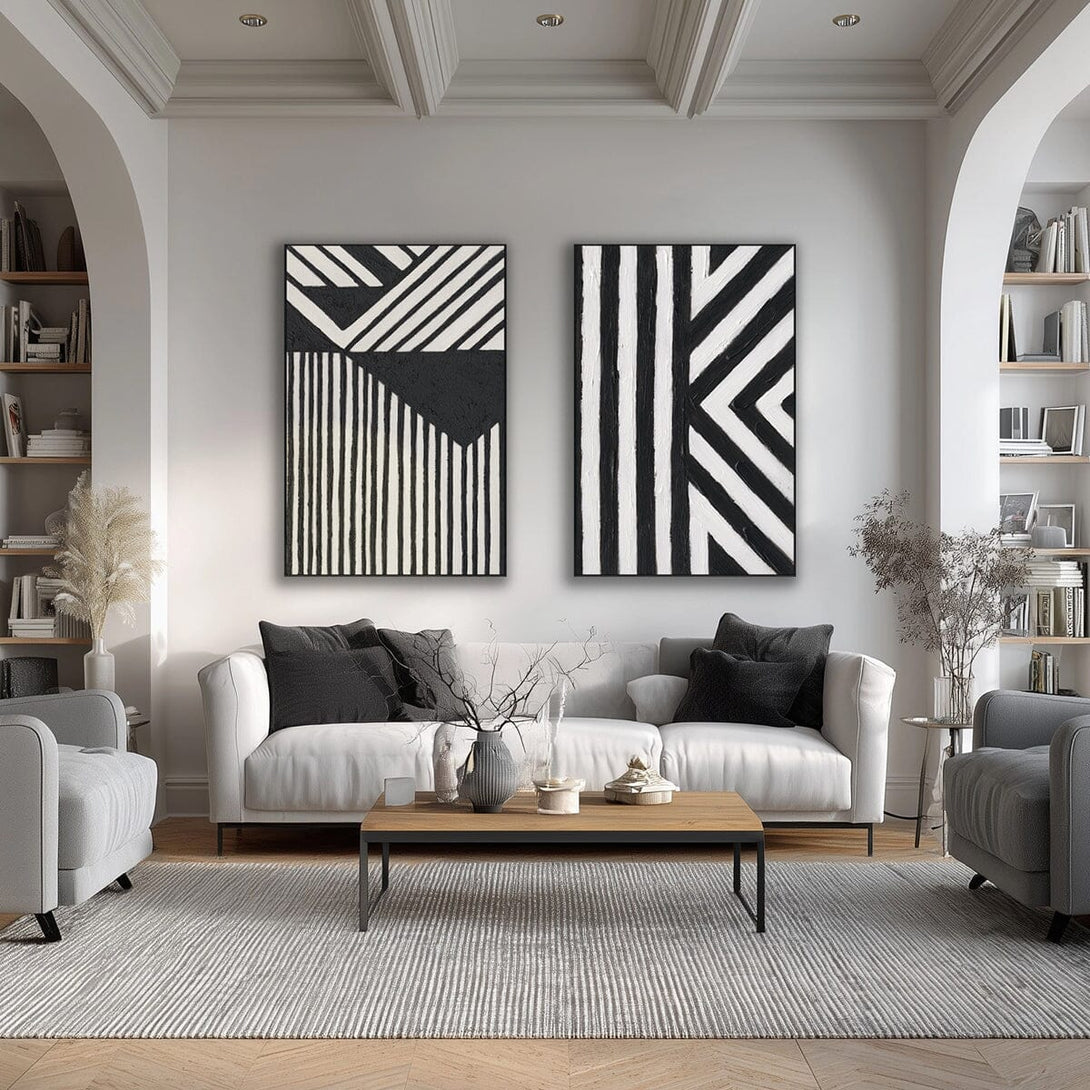 Strata Rhythm - Black & White Abstract Painting#P4722 Painting artwepaint 