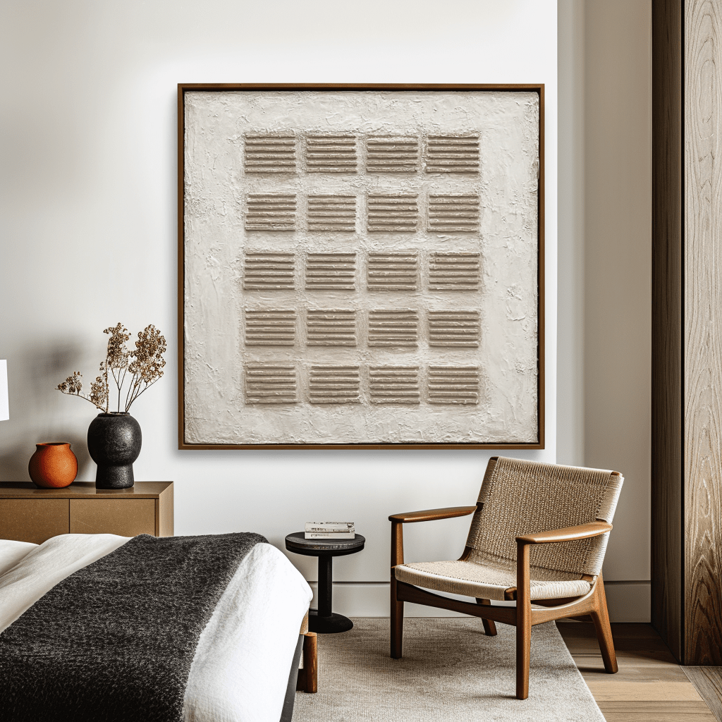 Structured Calm – Beige Geometric Textured Painting #93059 Painting artwepaint 