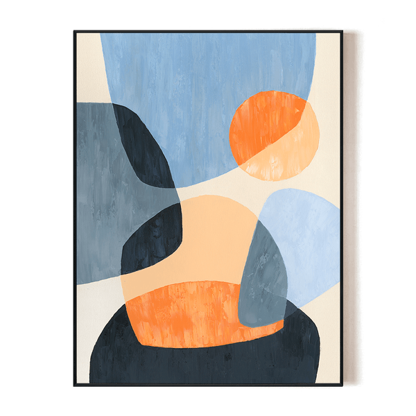 Sunlit Harmony – Blue & Orange Abstract Painting#J2085 Painting artwepaint 