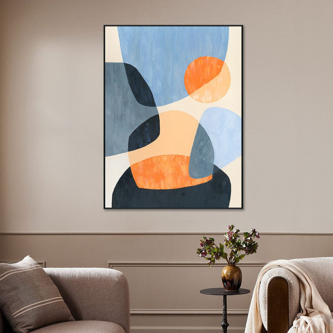 Sunlit Harmony – Blue & Orange Abstract Painting#J2085 Painting artwepaint 