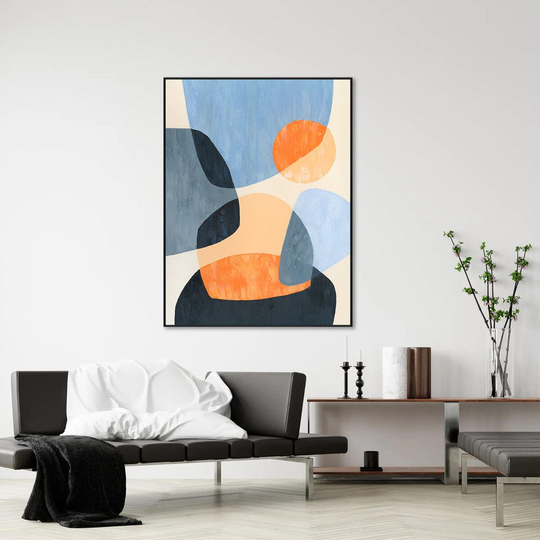 Sunlit Harmony – Blue & Orange Abstract Painting#J2085 Painting artwepaint 