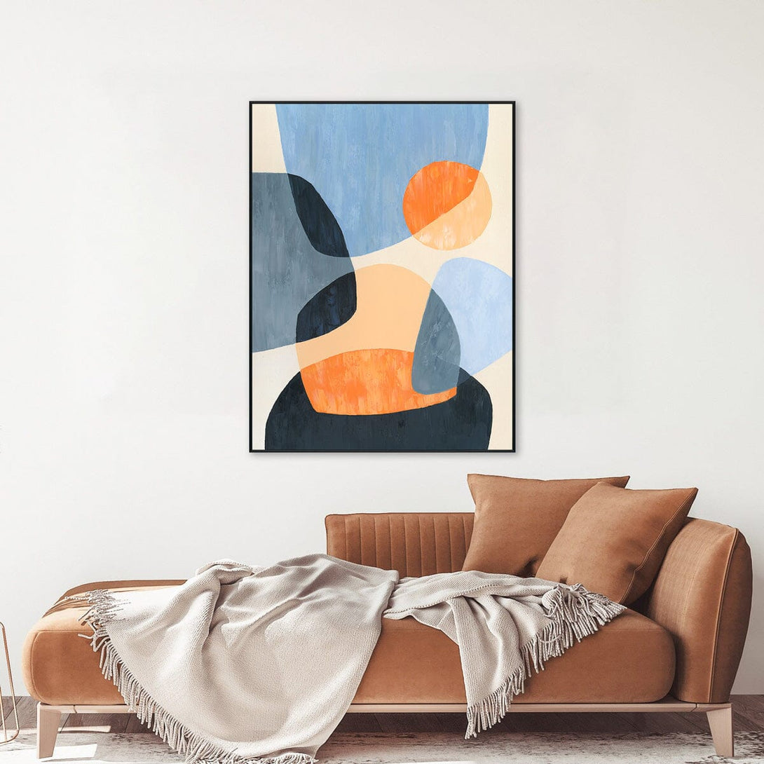 Sunlit Harmony – Blue & Orange Abstract Painting#J2085 Painting artwepaint 