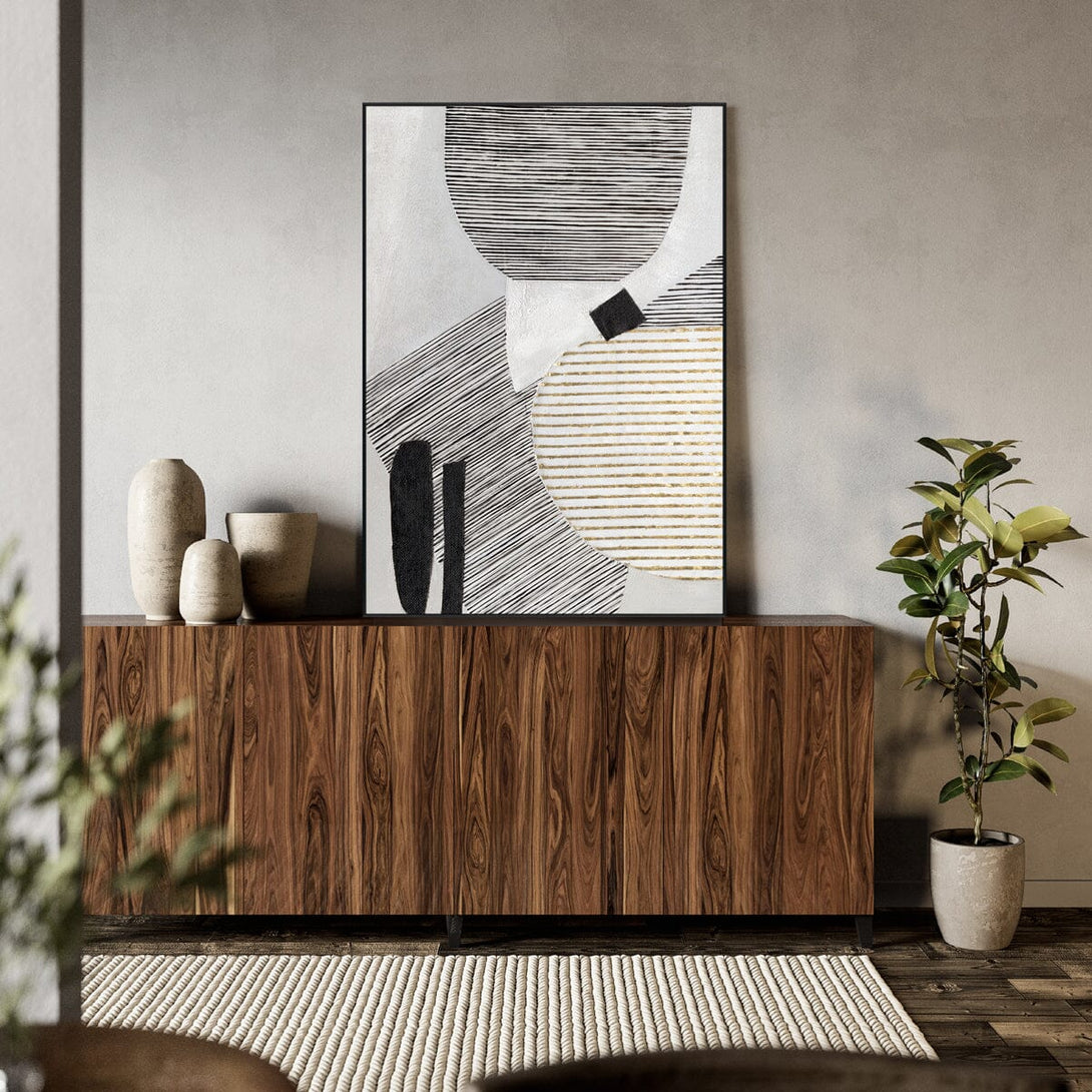 Symphony of Lines - Black White & Gold Geometric#M2510 Painting artwepaint 