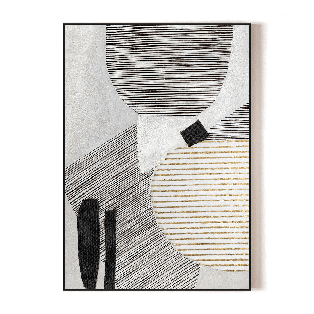 Symphony of Lines - Black White & Gold Geometric#M2510 Painting artwepaint 