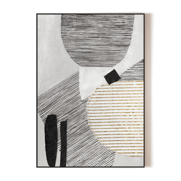 Symphony of Lines - Black White & Gold Geometric#M2510 Painting artwepaint 