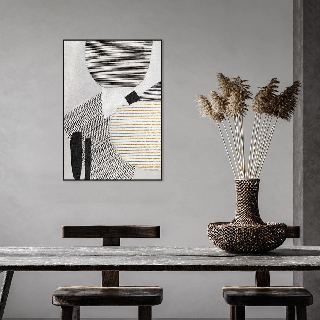 Symphony of Lines - Black White & Gold Geometric#M2510 Painting artwepaint 